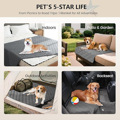 gogobunny 3X Stronger Waterproof Pet Blanket, Scratch Proof Furniture Protector for Dogs Cats, Reversible Cover 68x82 Inch, Dark Grey