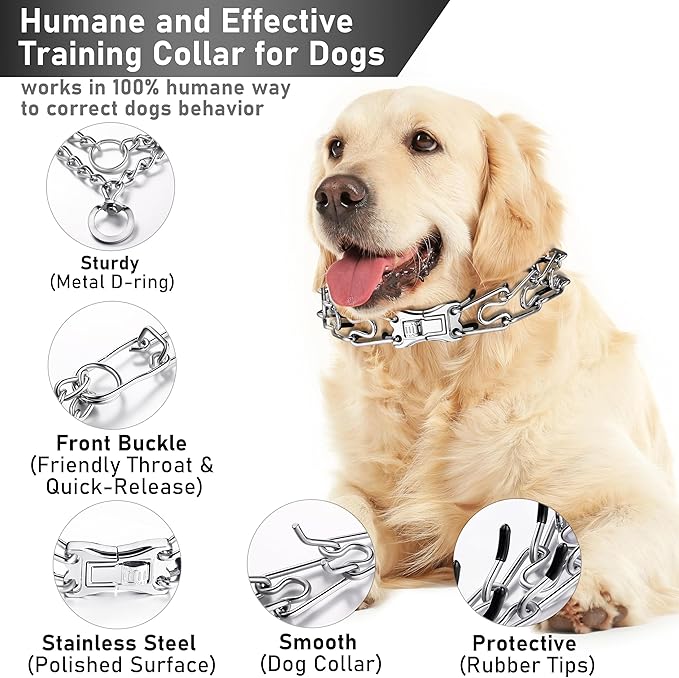 DEYACE Dog Training Collar Adjustable Stainless Steel Collar with Quick Release Buckle for Neck Girth 14.5"-18.6" Dog