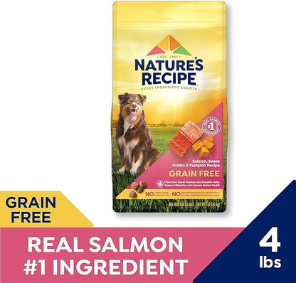 Natureâ€²s Recipe Grain Free Salmon, Sweet Potato & Pumpkin Recipe Dry Dog Food, 4 lb. Bag (Pack of 2)