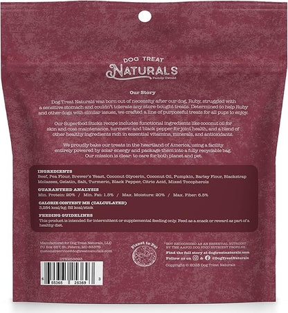 Dog Treat Naturals Superfood Sticks, Beef & Pumpkin, 10oz Bag | Dog Chew Sticks | All-Natural, Pet Training Treats | Joint-Skin-Coat Health | USA Made
