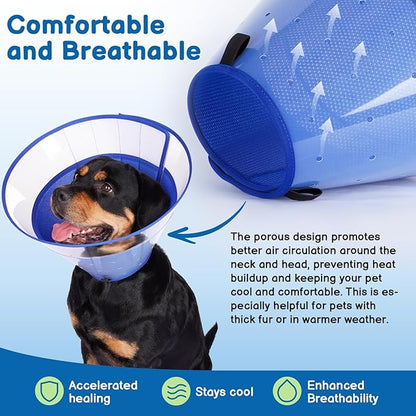 BARKLESS Soft Dog Cone, Soft Cone for Large Dogs to Stop Licking Biting Wounds, Breathable Surgical E Collar for After Surgery, Adjustable Elizabethan Collar for Neuter Incision Care