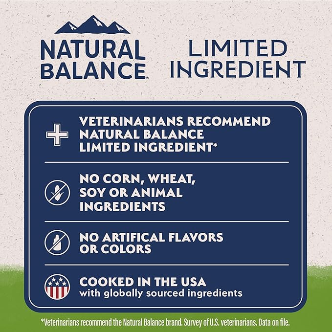 Natural Balance Limited Ingredient Adult Dry Dog Food with Vegan Plant Based Protein and Healthy Grains, Vegetarian Recipe, 4 Pound (Pack of 1)