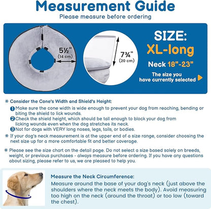 BARKLESS Dog Donut Collar, 2-in-1 Inflatable Dog Collars for After Surgery to Stop Licking Wounds, Patented Protective Donut Cone with Higher Shield for Large Pets (Grey, XL-Long)
