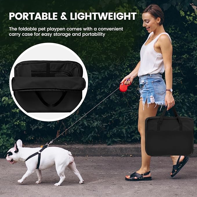X-ZONE PET Dog Playpen Portable Pet Play Pens for Puppies, Cat, Rabbit, Chicks, Foldable Exercise Play Tent Kennel Crate, Indoor/Outdoor Travel Camping Black Medium