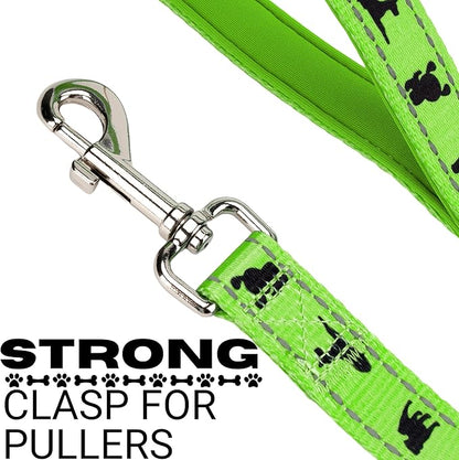 EcoBark Dog Leash - Soft & Reflective Comfort Leashes with Padded Handle - Strong Durable Heavy Duty - Training and Pulling for Small, Medium or Large Dogs (Green)