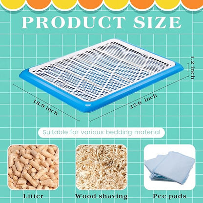 Mifoci 2 Pcs Dog Potty Tray Mesh Puppy Training Pad Holder Floor Protection Portable Pee Pad Pet Toilet Training Tray Litter Box Corner for Medium and Large Dogs (25.6 x 18.9 Inch,Blue)
