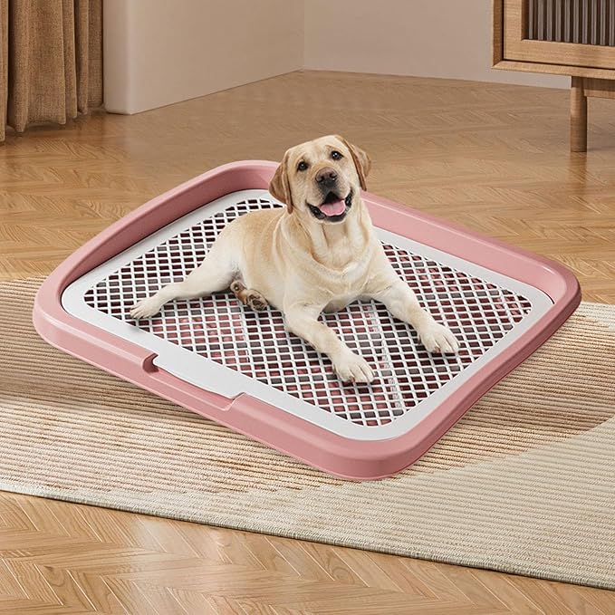 Dog Toilet Puppy Pad Holder Supplies Non Slip with Column Dog Pee Holder Training Pad for Bunny Home Dorm Room, Pink
