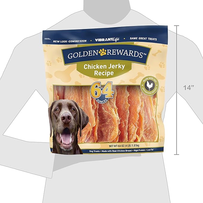 Golden Rewards Jerky Recipe Dog Treats (Chicken Jerky, 64 oz, 1 Pack)