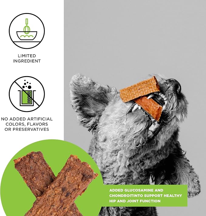 BIXBI Hip & Joint Support Chicken Jerky Dog Treats, 12 oz - USA Made Grain Free Dog Treats - Glucosamine, Chondroitin for Dogs - High in Protein, Antioxidant Rich, Whole Food Nutrition, No Fillers