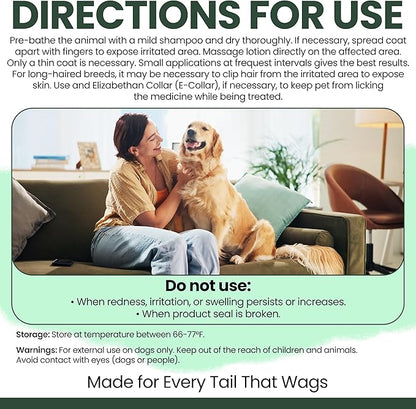 Chew + Heal Labs Hydrocortisone Lotion for Dogs - 4 oz Anti Itch Cream for Irritated Skin, Flea Bites, Itching, and More - Made in the USA