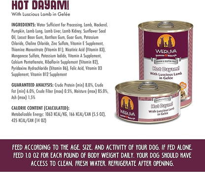 Weruva Classic Dog Food, Hot Dayam! with Lamb in Gelée, 5.5oz Can (Pack of 24)