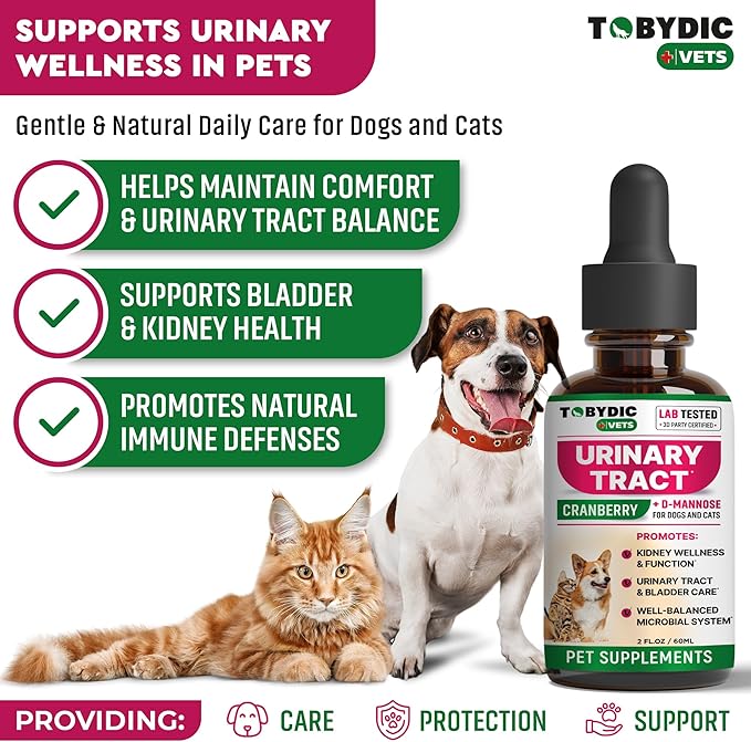 Cat & Dog UTI Treatment & Urinary Tract Infection Remedy with Cranberry & D-Mannose - Feline Natural Medicine for UTI Relief - Kidney + Bladder Support Supplement - Pet Renal Health