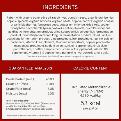 Stella & Chewy's Freeze-Dried Raw Dinner Patties - Absolutely Rabbit Recipe - High Protein Grain-Free Puppy & Dog Food - Perfect For Picky Eaters - 14 oz