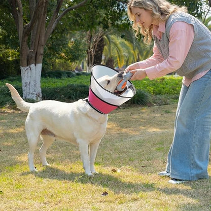 Avont Dog Cone Collar After Surgery, Alternative Adjustable Elizabeth Cone for Medium Large Dogs, Comfy Breathable Pet Recovery Collar to Stop Licking -Pink(XL)
