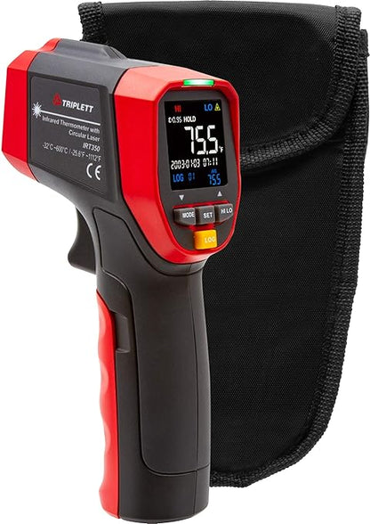 Triplett IRT350 Non-Contact 12:1 Infrared Thermometer with Circular Laser Indicator, -4 to 1112°F (-20 to 600°C)