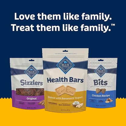 Blue Buffalo Health Bars Crunchy Dog Biscuits, Oven-Baked Dog Treats Made with Natural Ingredients, Bananas & Yogurt, 16-oz Bag