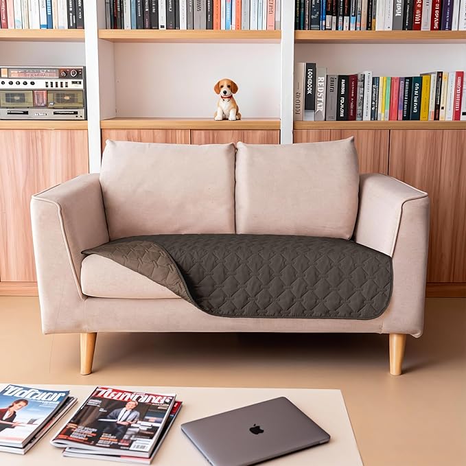 gogobunny 100% Double Sided Waterproof Dog Blanket Soft Pet Bed Cover Reversible Protect Furniture Couch Sofa Car for Puppy Large Dog Cat (Dark Coffee/Light Coffee, 32x53 Inch (Pack of 1))
