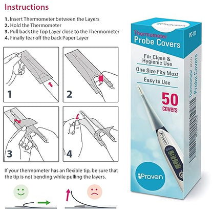 iProven Disposable Probe Covers for Oral Thermometer and Rectal Thermometer, 50 Count - iProven PC-111