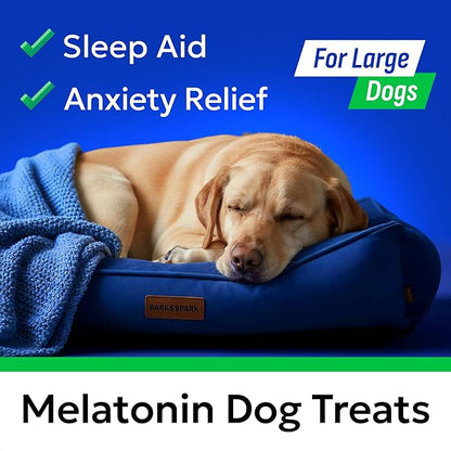 BARK&SPARK Calming Melatonin for Dogs Sleep - 6mg Melatonin Chews for Small & Large Dogs Calm Aid - Calming Treats for Stress Anxiety Relief - Melatonin Chewable Pills & Tablets Puppies - Bacon