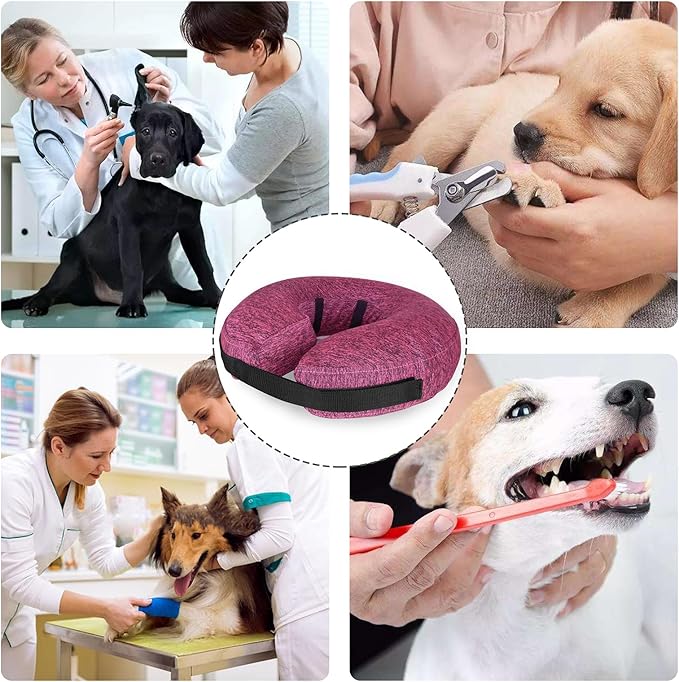 MIDOG Dog Cone - Inflatable Soft Donut Collar Alternative for Dogs After Surgery, Protective Recovery Collar Prevents Licking, Comfortable E-Collar Alternative for Small Medium Large Dogs (Rose, M)
