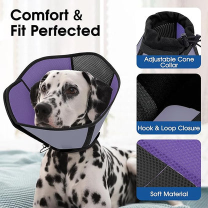 Dog Cones for Large Dogs, Soft Cone for Dogs to Stop Licking, Adjustable Dog Cone Collar Alternative After Surgery for Wound Care, Spay, Neuter, Black XL