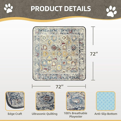 SCLOSE Washable Pee Pad for Dogs Extra Large, 72" x 72" Reusable Puppy Pads Waterproof Dog Rugs, Super Absorbent, Leakproof, Dog Crate Pad, Playpen Mat, Whelping Pads, Vintage