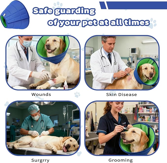 JWShang Soft Dog Recovery Collars Cones – Breathable Adjustable Comfort Cone for Small Medium Large Dogs to Stop Licking After Surgery, Elizabethan Recovery Collar Alternative (Blue, M)