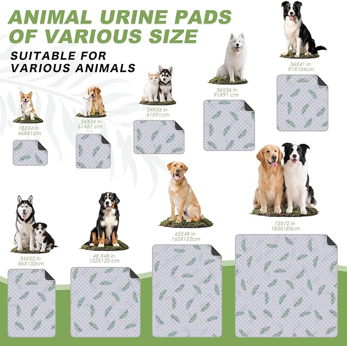 WanpeeGoo Washable Pee Pads for Dogs, 2Pack Reusable Puppy Pads, Super Absorbent & Leakproof Dog Pads, Anti-Slip Dog Pee Pads for Puppy Training & Incontinence, Leaf Pattern 36"x36"