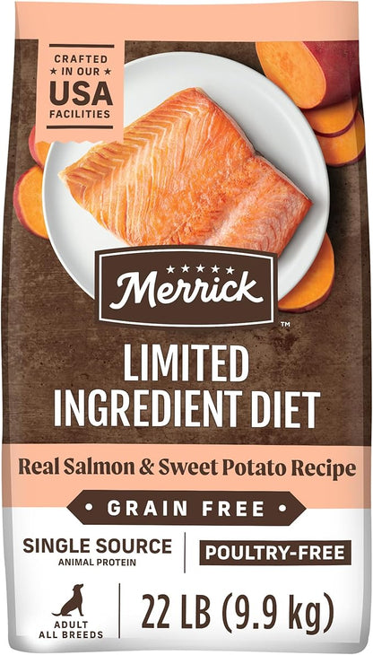 Merrick Limited Ingredient Diet Grain Free Dry Dog Food, Premium And Healthy Kibble, Salmon And Sweet Potato - 22.0 lb. Bag