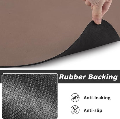 HotLive Dog Food Mat - Absorbent Cat Mat for Food and Water, No Stains Pet Feeding Bowl Mat, Easy to Clean Pet Placemats, Quick Dry Dog Water Dispenser Mat for Messy Drinkers | Paw Brown 24"x36"