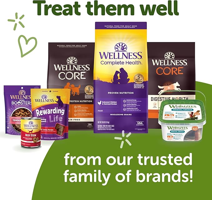Whimzees Wellness Brushzees Dog Dental Treat, VOHC Accepted Chews, Freshens Breath, Small Size, 12.7 oz Bag, 24 Count