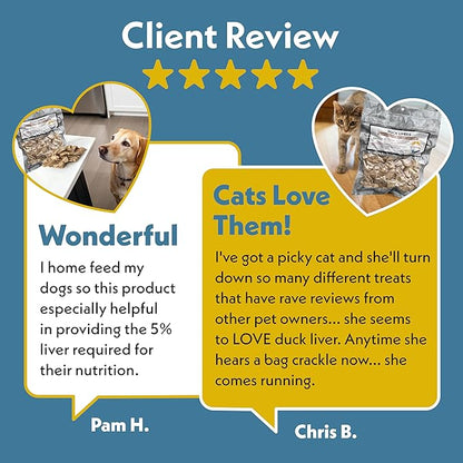 Fresh Is Best Duck Liver Freeze Dried Dog Treats – Raw Freeze Dried Cat Treats in Resealable Zipper Bag – High-Protein for Dogs & Cats – Made in the USA