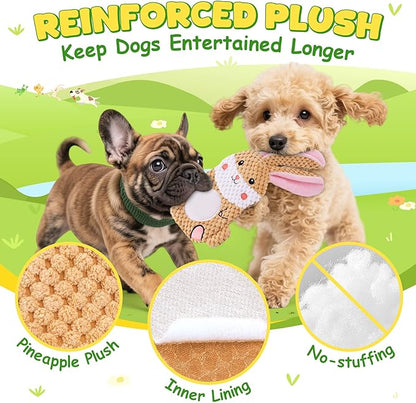 XIUGOAL Dog Toys to Keep Them Busy, 3 Pack No Stuffing Interactive Dog Toys with Crinkle, Squeaky Puppy Chew Toys for Small, Medium Breeds