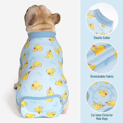 cyeollo Recovery Suit for Dogs Surgery Suit Female Spay Soft Pet Onesie Bodysuit Male Dog Neuter, Medium Large Dogs Surgical Recovery Shirt, Yellow Duck, XL