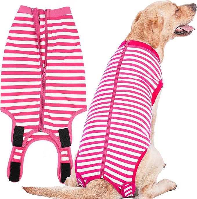 Dog Recovery Suit Post Surgery Shirt,Large Female Spay Wound Protective Suit,Pink L