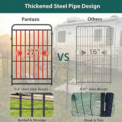 Dog Playpen Outdoor 12 Panels 47'' Rustproof Metal Dog Fence with Gate Small Medium Portable Large Dog Play Pen 27FT 106 Sq.ft for RV Camping, Trips, Play Yard