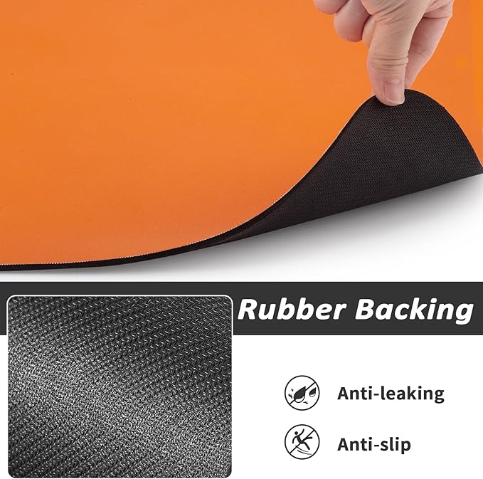 HotLive Dog Food Mat - Absorbent Cat Mat for Food and Water, No Stains Pet Feeding Bowl Mat, Easy to Clean Pet Placemats, Quick Dry Dog Water Dispenser Mat for Messy Drinkers | Orange 18"x 28"