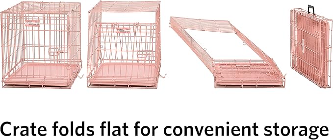 MidWest Homes for Pets Pink Fashion iCrate Starter Kit, 24-inch Dog Crate Bundle for Small Dogs, Includes Crate, Pet Bed, 2 Bowls and Privacy Cover