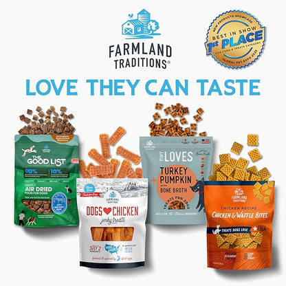 Farmland Traditions Dogs Love Chicken Jerky Dog Treats, Premium Two-Ingredient Dog Jerky with USA-Raised Chicken & No Antibiotics Ever, 3 Pound (Pack of 1) Bag.