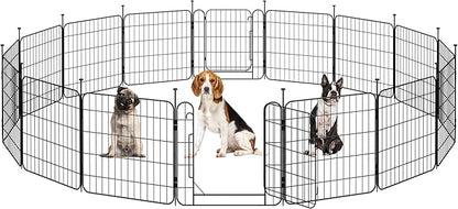 Yaheetech Expandable Dog Playpen, 16 Panel 24 inch Puppy Playpen with Door Indoor/Outdoor Pet Fence for Small Medium Dogs