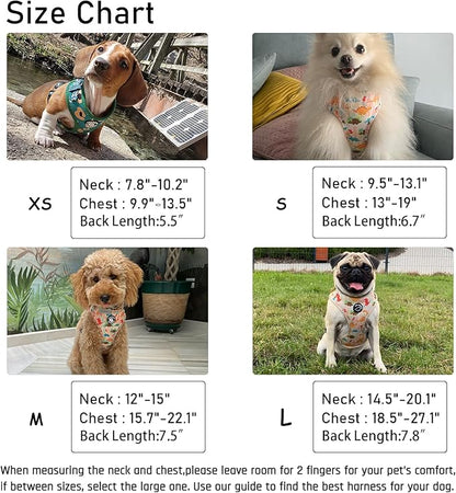 Dog Harness and Leash Set, Adjustable Dog Harness, Dog Leash, No Pull No Choke Puppy Harnesses for Walking Training for Small Medium Pet (Strawberries, XS(Chest 9.9-13.5", Neck 7.8-10.2"))