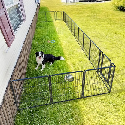 FXW Rollick Dog Playpen with Anchor Kit (Pack of 4) – 32 Inch 16-Panel Dog Pen for Medium & Large Dogs, Stable & Safe Indoor/Outdoor Play│Patented