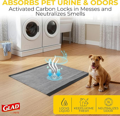 Glad for Pets Black Charcoal Puppy Pads, All-in-One | Puppy Potty Training Pads that Absorb & NEUTRALIZE Urine Instantly | New & Improved Quality Puppy Pee Pads, 14 Count (Pack of 2)