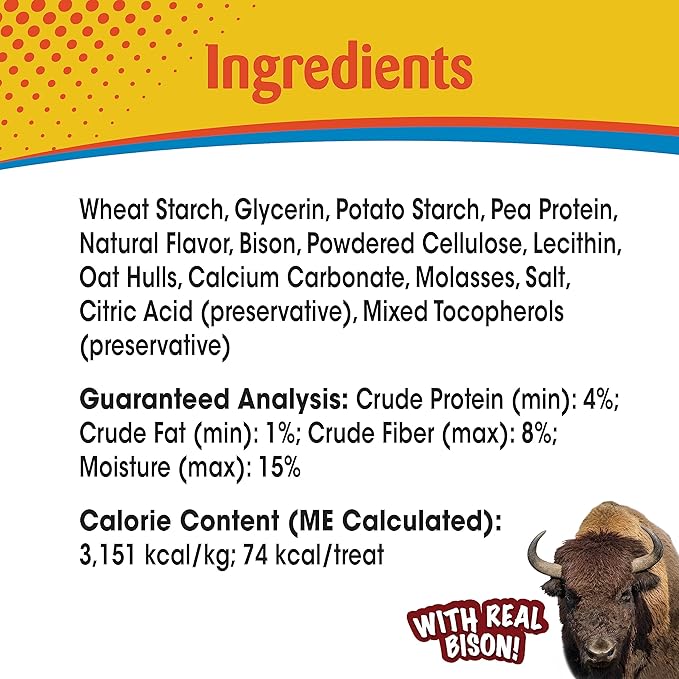 Nylabone Nubz Wild Natural Dog Chew Treats for Small Dogs, Long Lasting Dog Chew Bones Made in USA, Bison Flavor, for Dogs Up to 25 lbs. (4 Count)