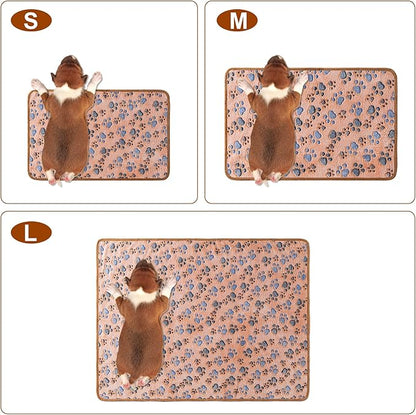 1 Pack 3 Blankets Super Soft Fluffy Premium Fleece Pet Blanket Flannel Paw Printed Throw for Dog Puppy Cat (Small 23x16'', Beige, Grey, Navy)