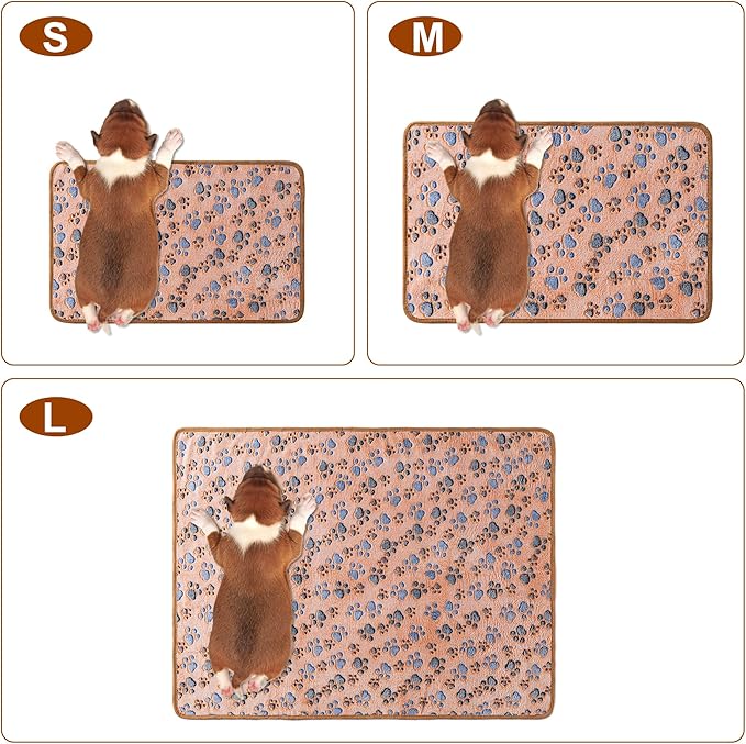 1 Pack 3 Blankets Super Soft Fluffy Premium Fleece Pet Blanket Flannel Paw Printed Throw for Dog Puppy Cat (Medium 30x20'', White, Pink, Blue)