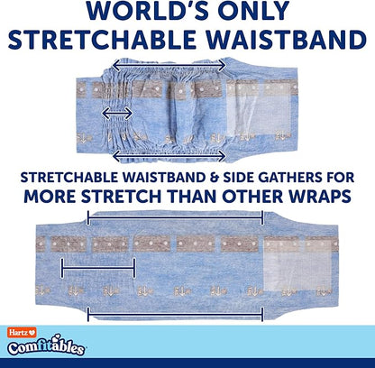 Hartz Comfitables Disposable Male Dog Wraps with Stretchy Waistband, Medium 36 Count