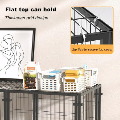 TERRUPEX47.2 Inch Dog Crate Playpen 2-in-1, Heavy Duty Metal Pet Kennel with Removable Tray & Anti-Rust Coating, Portable Dog Cage for Large Medium Dogs, Indoor Outdoor Home Travel Use