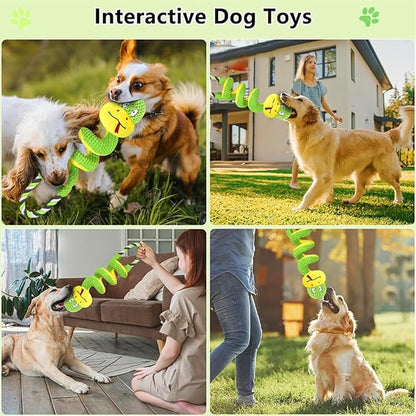 Squeaky Dog Toys, Chew-Resistant Dog Rope Toy with Squeaker & Crinkle Paper, Interactive Squeaky Tug of War Doggie Toy, Dog Toys for Small, Medium, and Large Dogs Daily Companionship