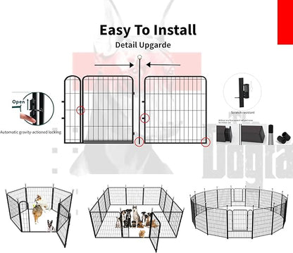 Puppy Playpen Indoor/Outdoor,24'' Portable Dog Playpen with Easy-Carry Straps,6 Panels Dog Pen Play Pen for Small Dogs,Rustproof Pet Playpen for Camping RV Yard(with One Door)